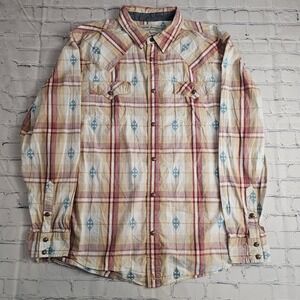 Cody James Authentic‎ Western Apparel Print Long Sleeve Snap Button Shirt XL